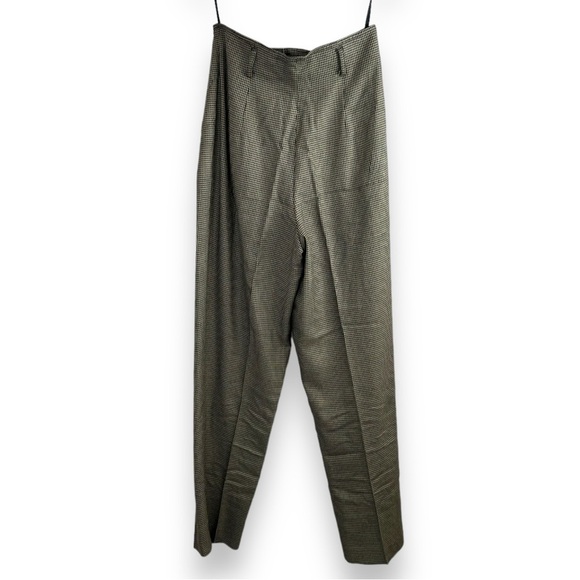 Vintage Jennifer Moore High Waisted Trousers Tan Houndstooth Neutral Wide Leg 80 - Picture 4 of 8
